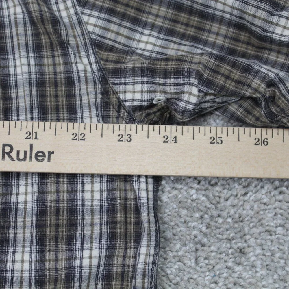 The North Face Shirt Men XL Brown/White Plaid 100% Cotton Short Sleeve Button Up